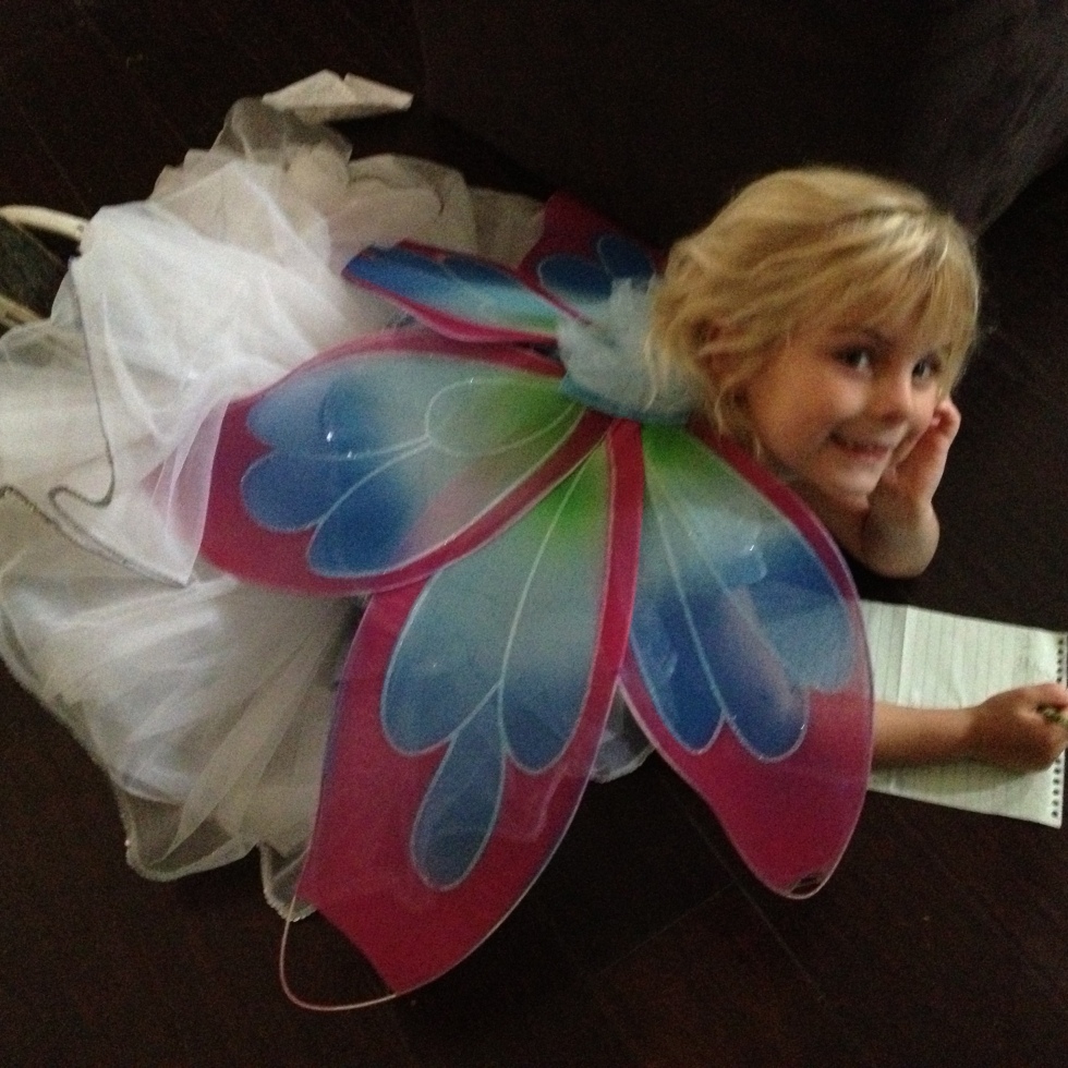 All dressed up, fairy costume